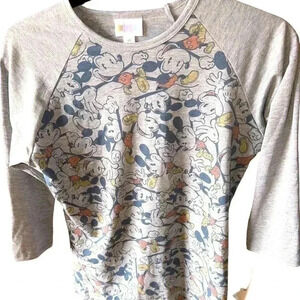 Lularoe XS Disney Mickey Mouse Randy‎ baseball t shirt. NWT. Heather grey.